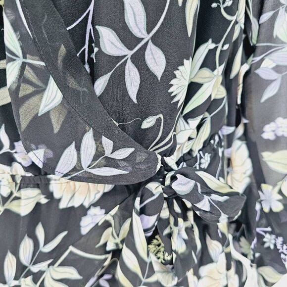 Calvin Klein Ruffle Floral Chiffon LS Blouse XL - Picture 4 of 8